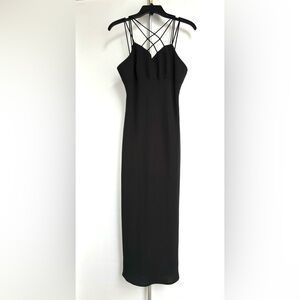 Vintage Y2K Black Strappy Midi Cocktail Dress‎ Evan Picone Size 6